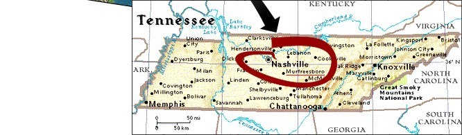 Mapa Tennessee